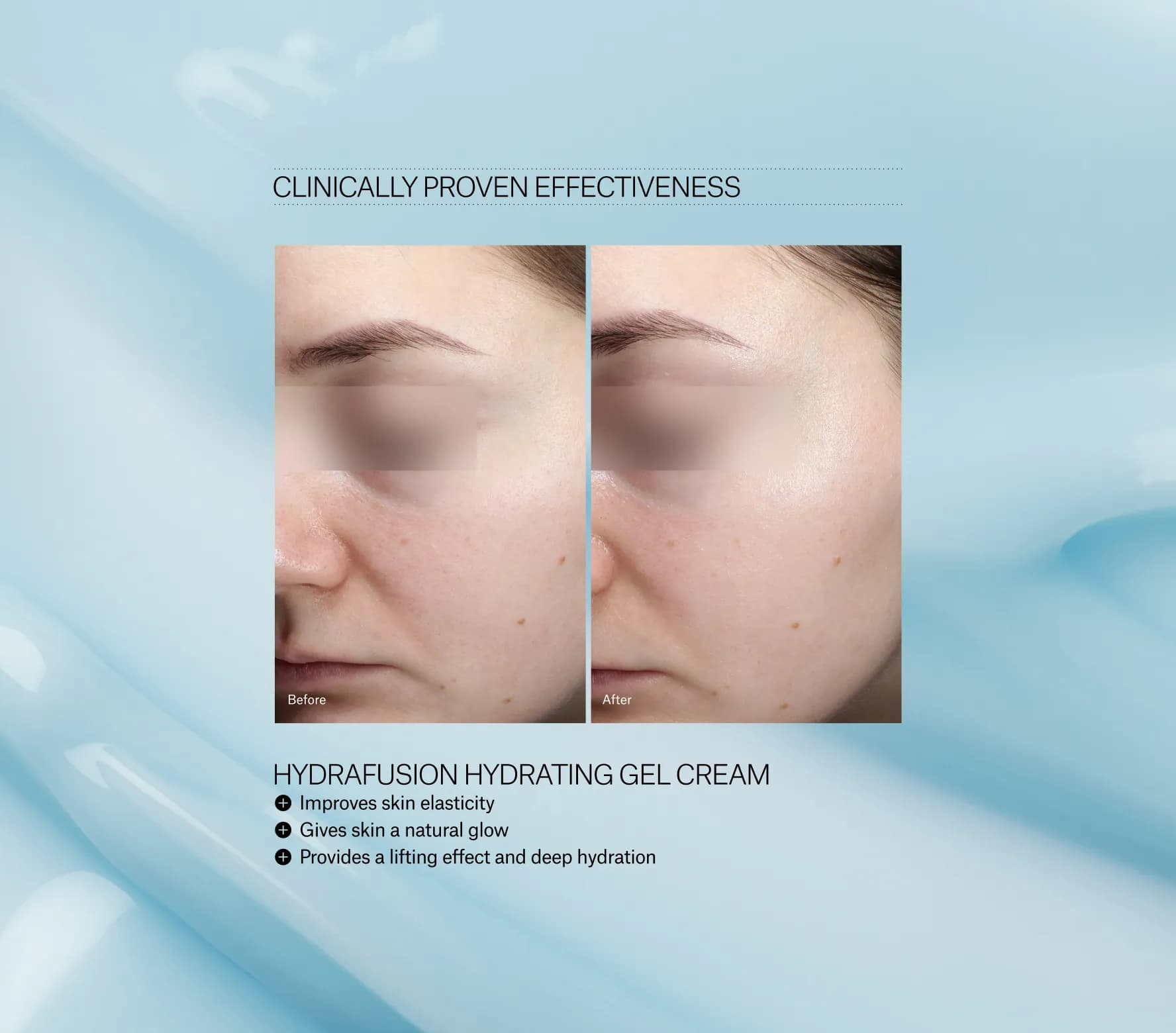 Hydrafusion Hydrating Gel Cream Next Gen peptide gel cream refillable skincare hydrating gel cream 4D hyaluronic acid Swiss skincare before after